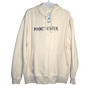 ADIDAS Manchester United light beige pullover hoodie sweatshirt Adult XL, NEW